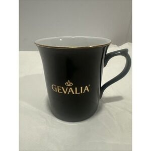 GEVALIA Kaffe Coffee Mug Tea Cup Black with Gold Trim and Lettering